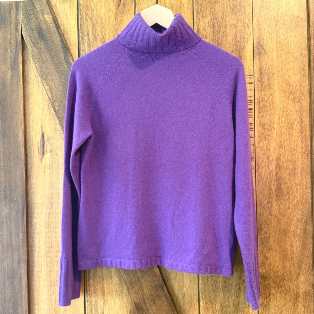 Vintage Bloomingdale's 100% Purple Cashmere Turtleneck Sweater Small WPL 10167